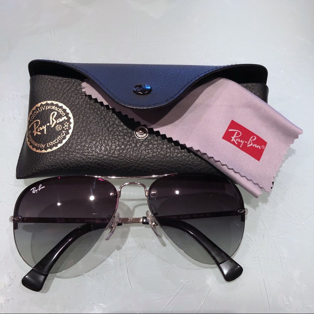 Ray Ban 56mm Rimless Aviator Gradient